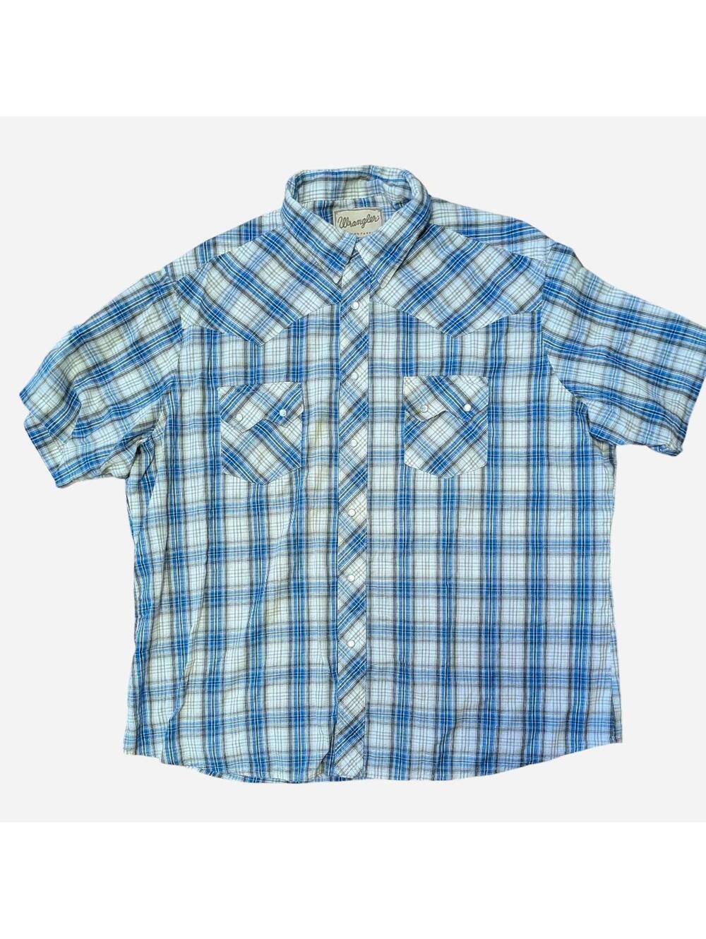 Wrangler Western Plaid Snap Shirt Xxl Short Sleeve